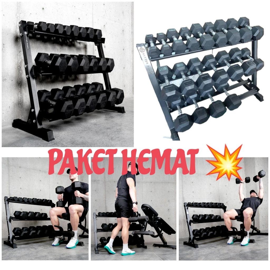 1 Set Dumbell hexagonal 275kg plus rack