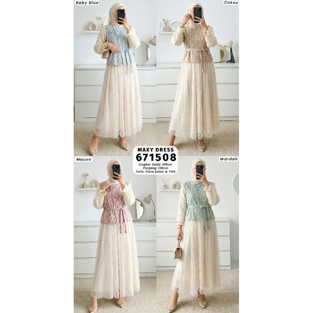 Yolanda Maxy Dress Bahan Tulle Brukat+ Elora + Tile