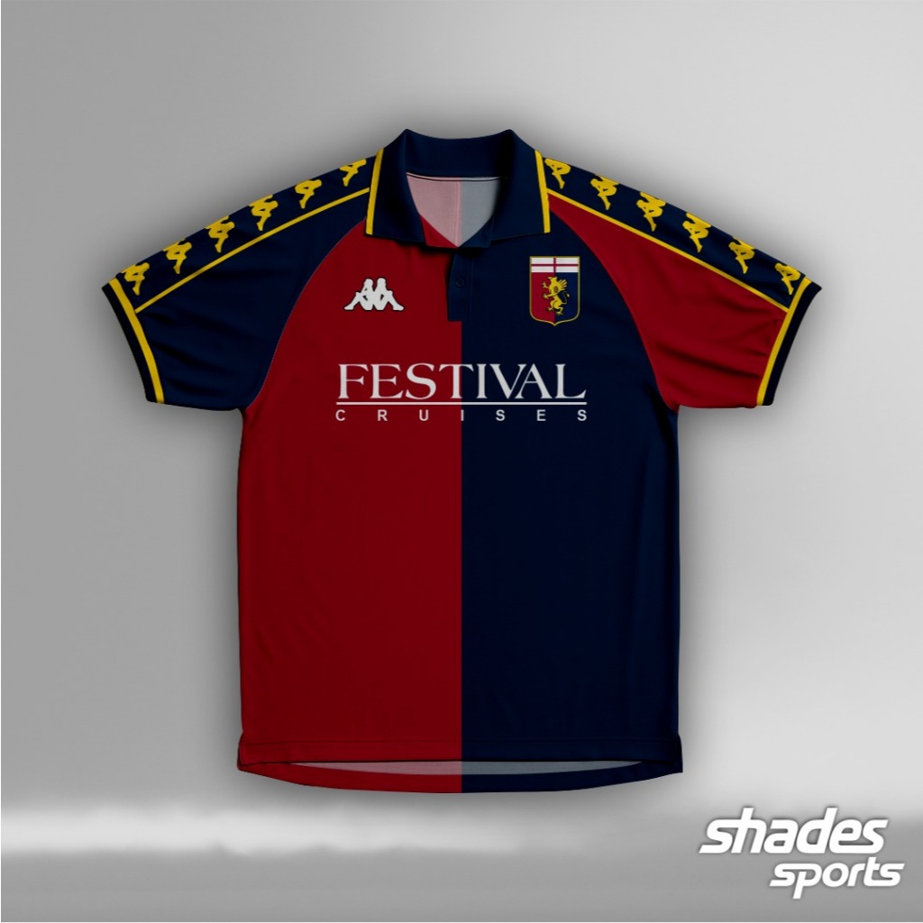 Jersey Genoa Retro 1999-2000 Dryfit // Jersey Genoa Retro Away Putih Home Red & Navy | Away Lengan P