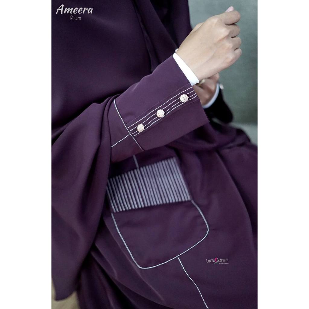 Ameera Abaya by Ummu Maryam Collections Gamis Polos Harian Lebaran Busui Friendly mewah Cantik Kekin