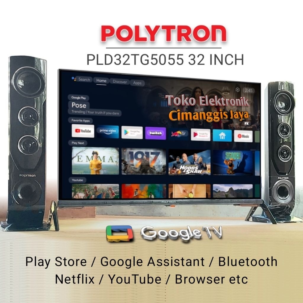 Google Android smart tv led Polytron 32 inch cinemax bluetooth PLD32TG5055
