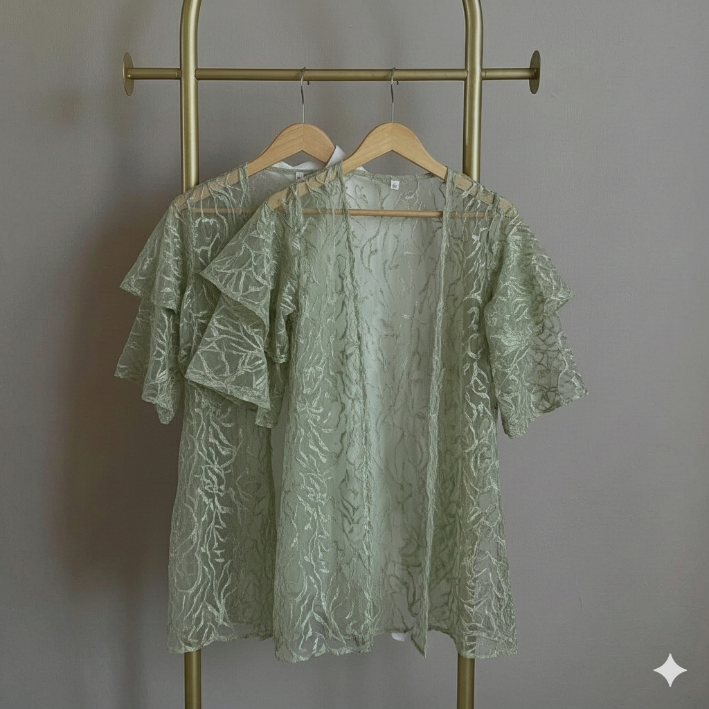 Outer Kimono Outer Dress Full Payet Tunik Brokat Baju Hari Raya, Kondandangan, Wisudaan