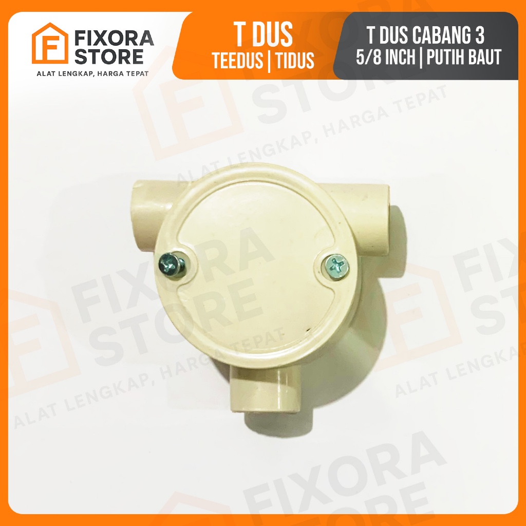 T Dus Cabang 3 Putih Baut 5/8 Inch Tdus 5/8" Teedus Tidus - Material Kuat, Penutup Sekrup