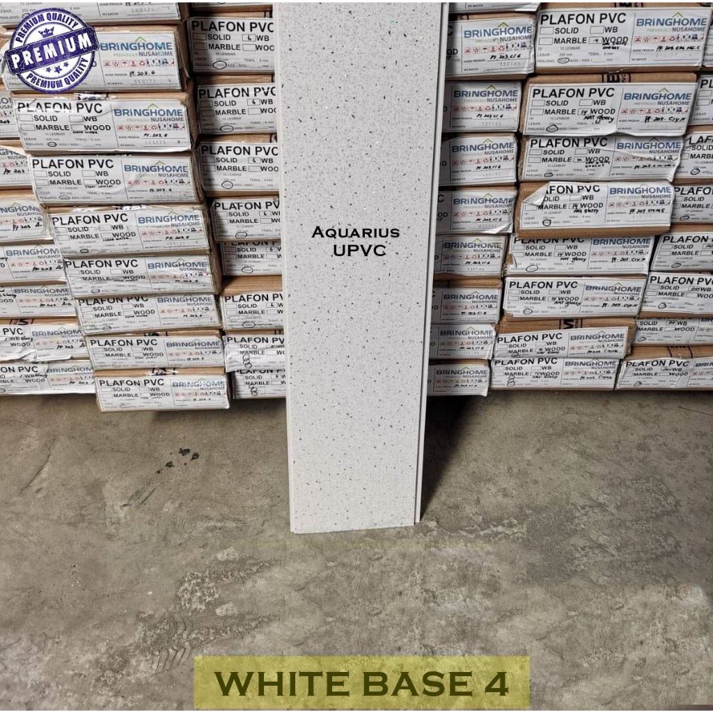 Plafon PVC Motif Putih White Base 4 Glossy Tebal 8mm Lebar 20cm Anti Air Rayap Kwalitas Premium