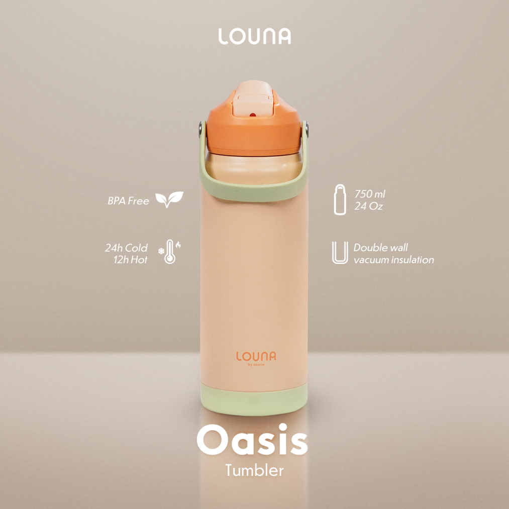 Louna LO501 Oasis Tumbler Botol Minum – 750ml (Charcoal | Mango Sorbet | Berry | Ice)