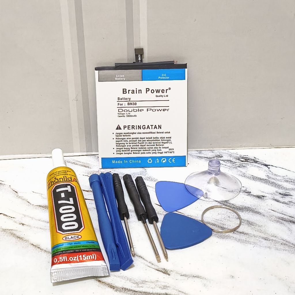 Baterai Xiaomi Redmi 4A BN30 Brain power+ obeng 8 IN+ Lem T-7000 15ml
