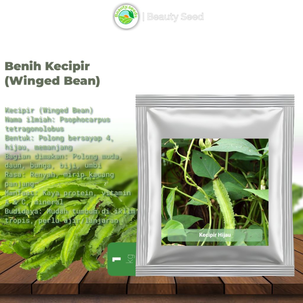 1kg Benih Biji Kecipir Hijau Siap Semai - Benih Kecipir Hijau Berat 1kg Kecipir WINGED BEAN