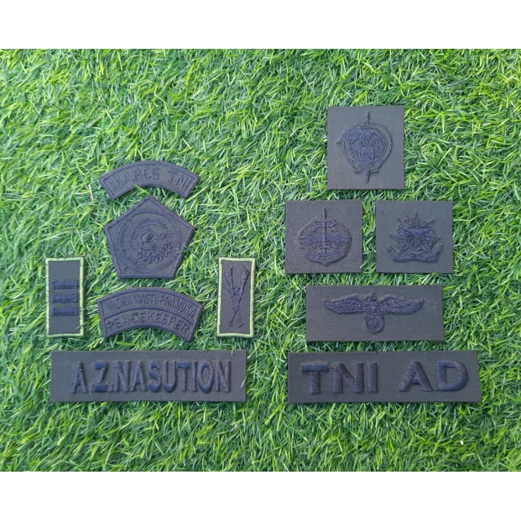 Full 1 Set Atribut Bordir Papan Nama PDL TNI AD,AL,AU