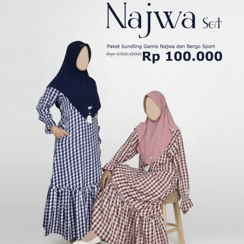 NAJWA SET GAMIS DAN BERGO JERSEY