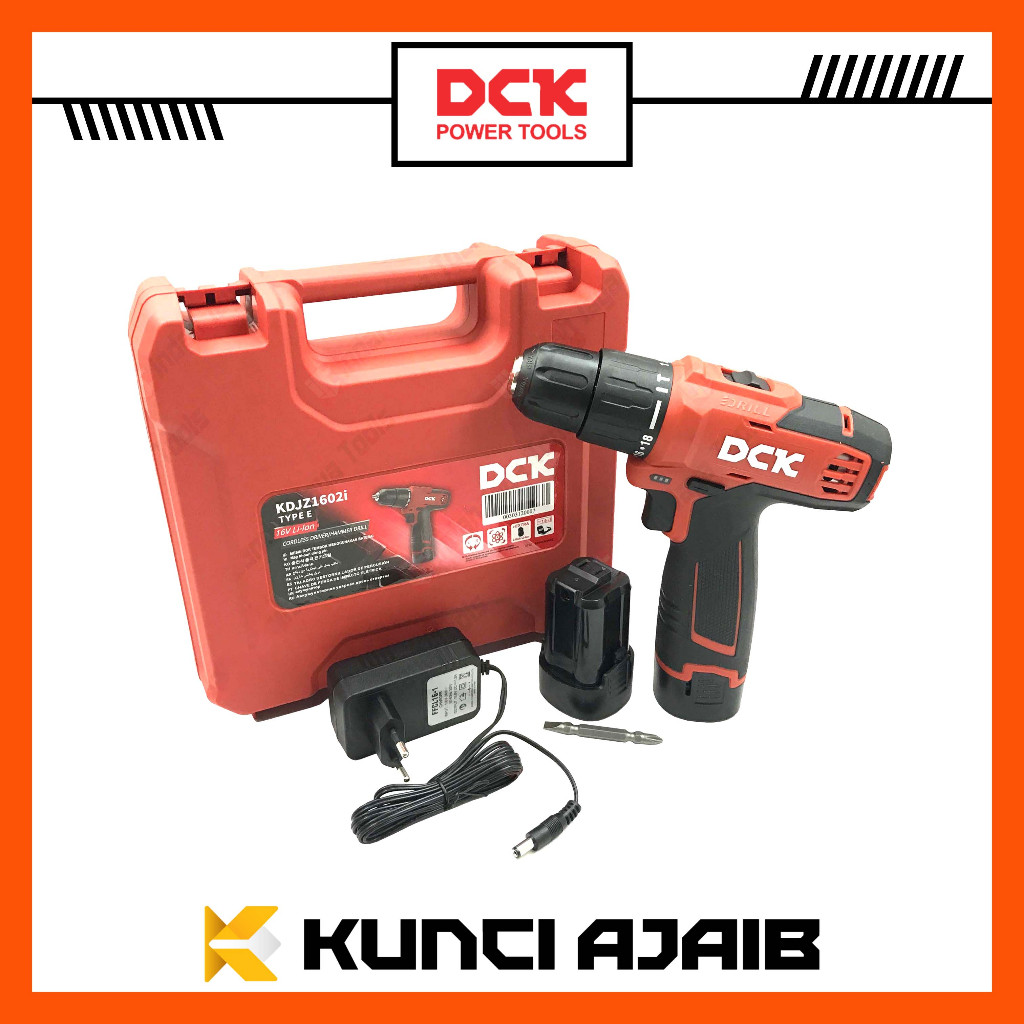 DCK KDJZ1602iE Cordless Drill 10MM 16V Mesin Bor Baterai Besi Beton
