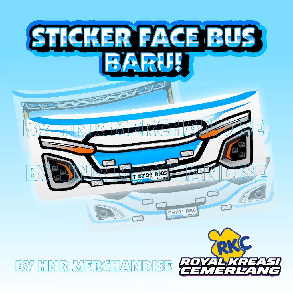 Sticker Face Depan Miniatur bus RKC