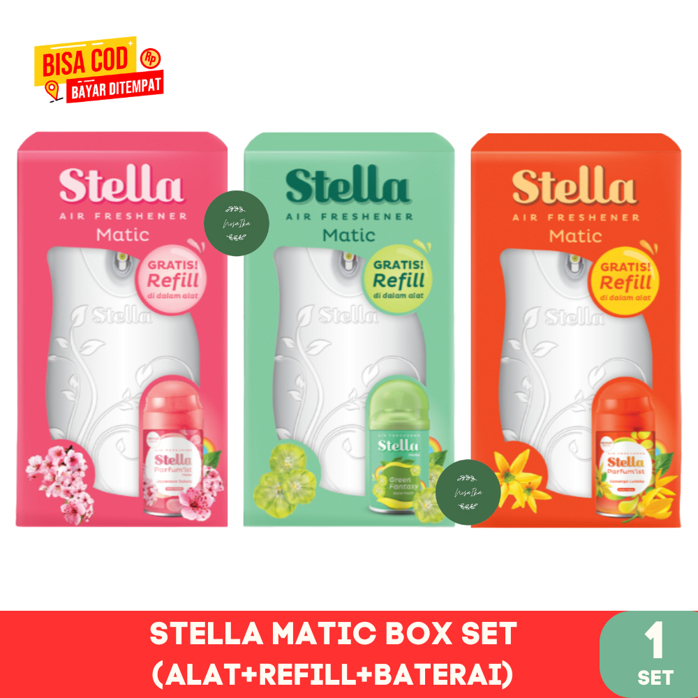 STELLA MATIC BOX SET Air Freshener - Pengharum Ruanan Otomatis Sudah Termasuk Alat, Refill, dan Bate