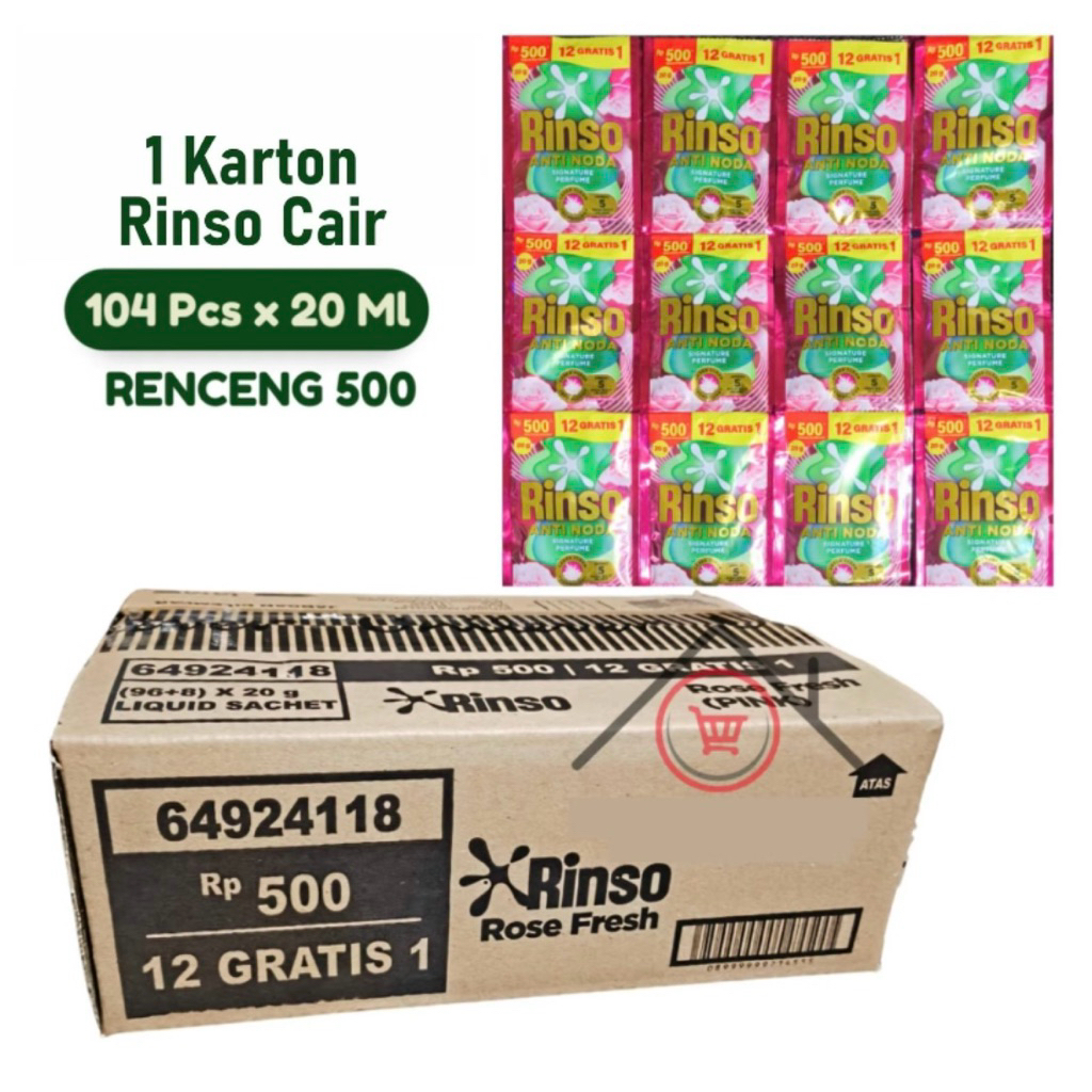 Rinso Cair Anti Noda Signature Parfume Renceng 1 Karton / Dus Isi 104 | Isi 91 | Isi 52 Pcs 20Ml Har