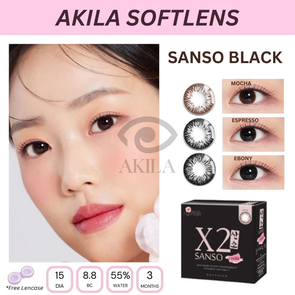 SOFTLENS X2 SANSO BLACK (NORMAL & MINUS -0.50 s/d -6.00) SILICONE HYDROGEL 14.5-15MM Softlen Soflens