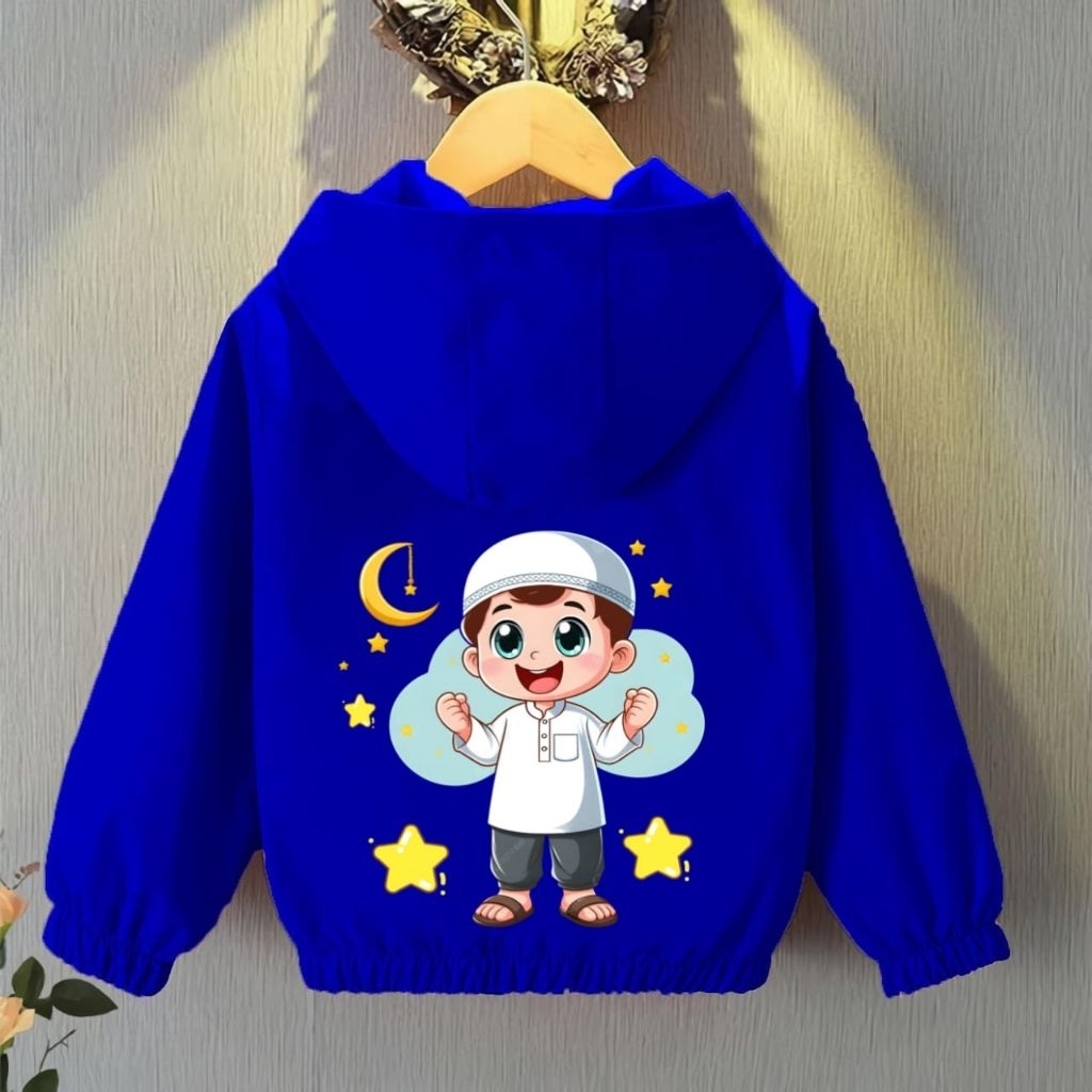 JAKET ANAK LAKI LAKI JAKET HOODIE TERBARU BERGAMBAR MUSLIM BOY JAKET KEREN BUAT USIA 1-12 THN