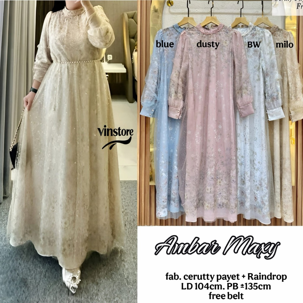 Ambar Maxy Premium Gamis Ceruty by Vinstore