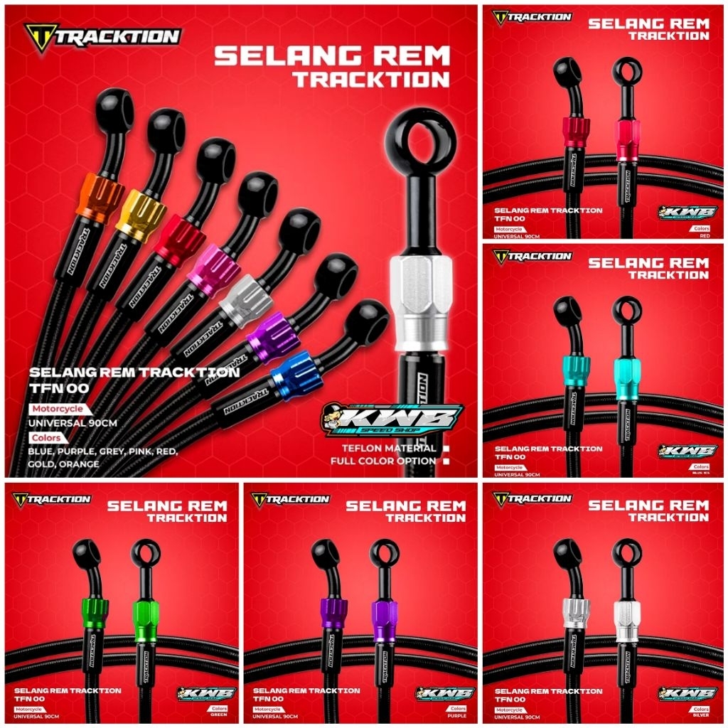 Selang Rem Tracktion 0° Derajat Panjang 90CM Universal Original Tracktion