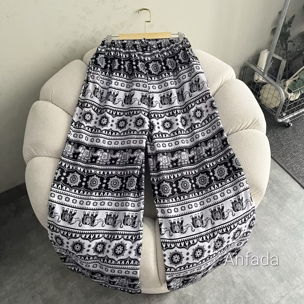 KULOT HOMMY RAYON ADEM - Celana Kulot Rayon Motif Bahan Adem tali serut pinggang elastis