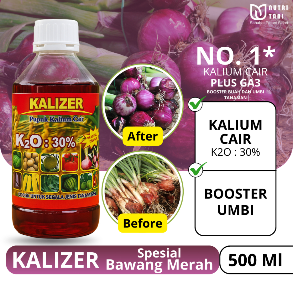 Pupuk Kalium Cair KALIZER 500ml Spesial Bawang Merah - Pembesar Umbi & Pelebat Bawang Merah Anti Mac