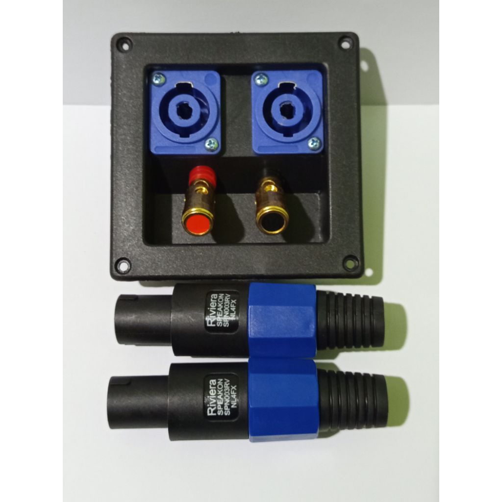 1 set terminal box speaker biding post gold pencet soket spikon dan 2 spikon
