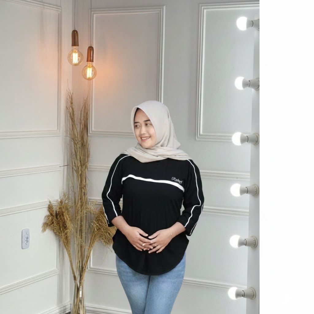 Kaos lengan 7/8 | Atasan wanita kekinian | Kaos Atasan wanita