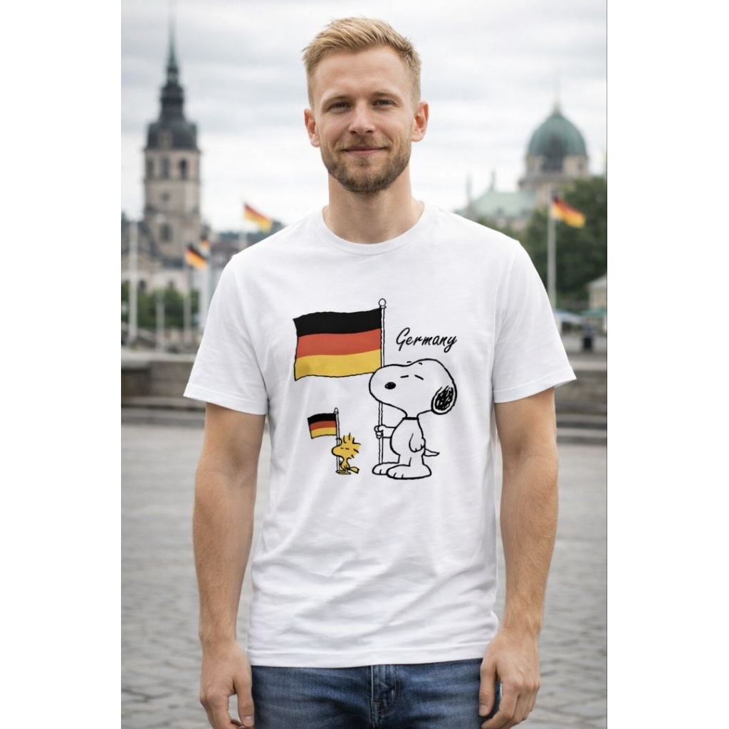 kaos oleh oleh jerman Motif Snopi BAJU SOUVENIR GERMANY