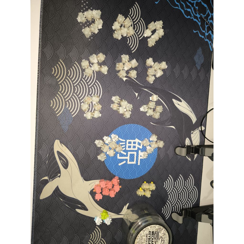 switch mkid merpati x68, akko Rosewood x8, gatreon milky yellow x4, ktt matcha x1, blue leopard x2