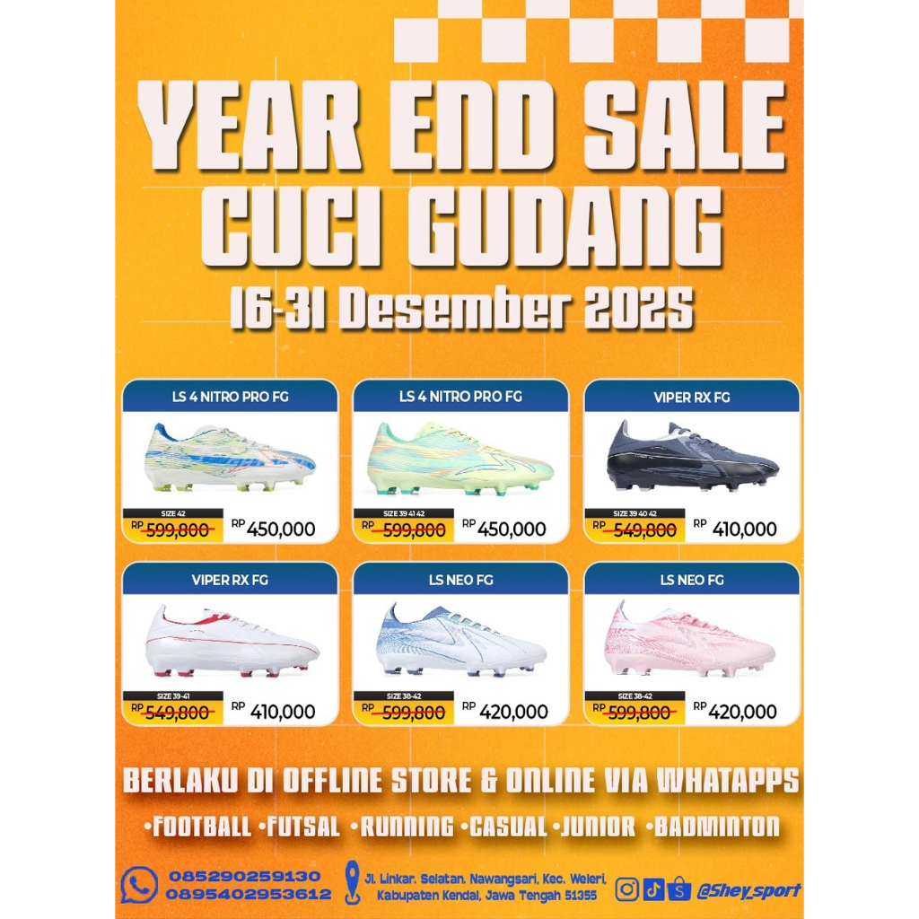 SEPATU BOLA SPECS DISKON AKHIR TAHUN LS NEO FG , VIPER RX , LS 4 NITRO PRO