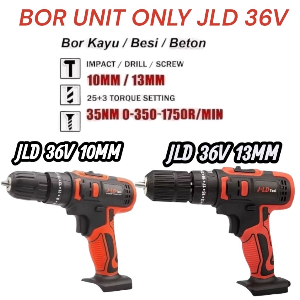 MESIN AJA JLD Cordless 36 volt 36V 10MM atau 13MM  bor Cordless bor tanpa kabel