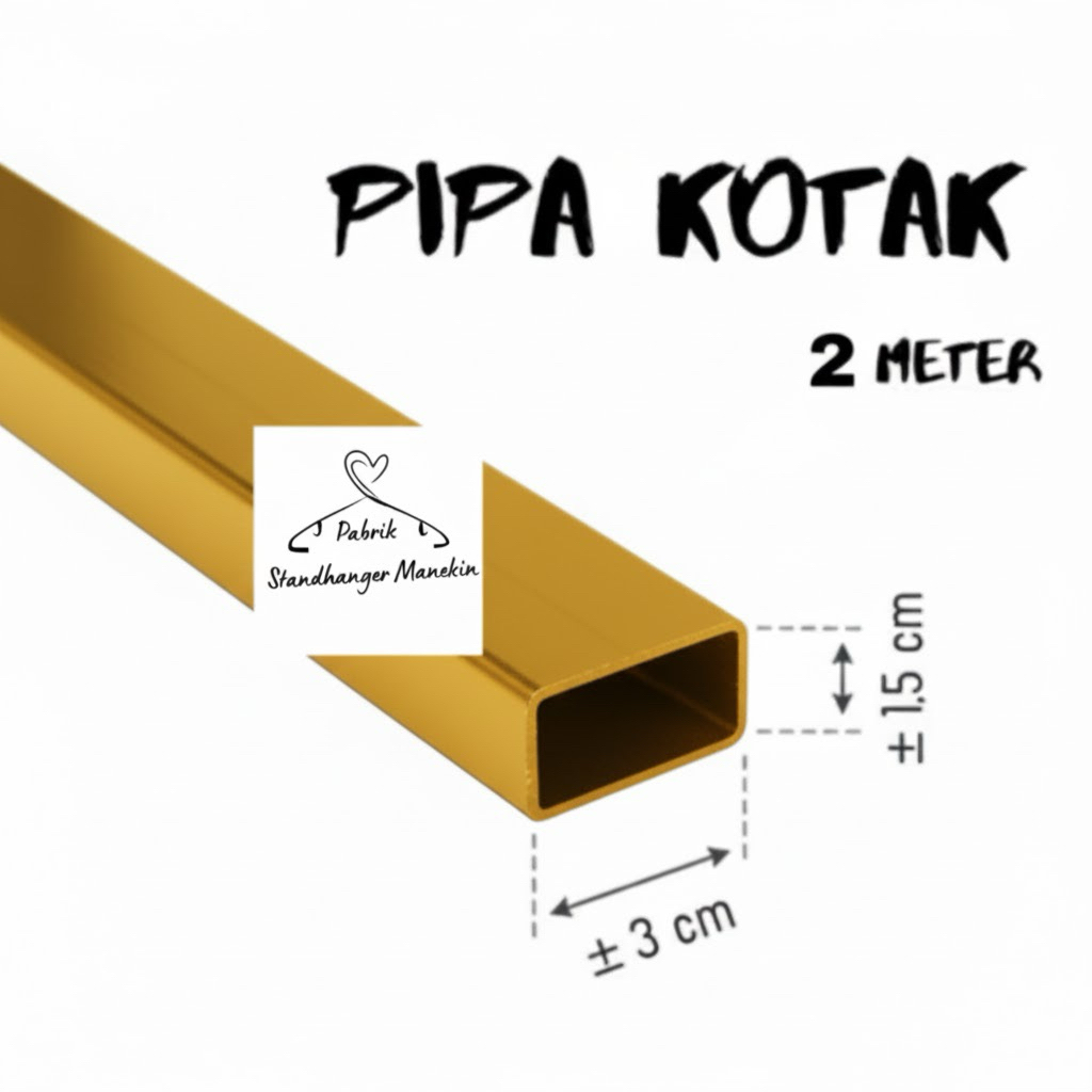 Pipa Kotak Stainless Cat GOLD 200 cm // Pipa Kotak Display // Besi Kotak Gold 2 Meter // Besi Pipa K