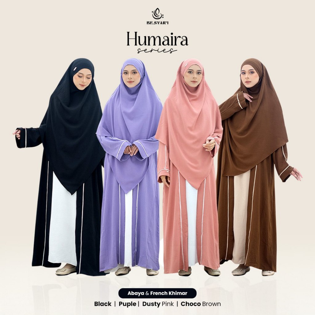 BE.SYAR'I - Set Abaya Be.Syar'i Wanita Syari Humaira – French Khimar | Adem, Ringan, Elegan