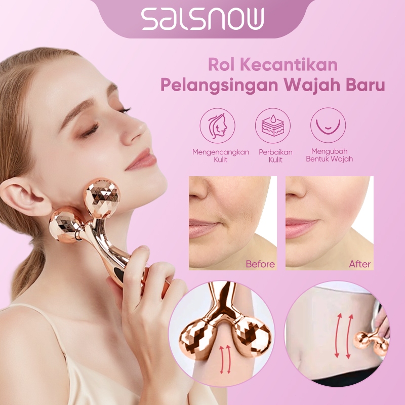 SALSNOW Alat Pijat Wajah Manual Pijat Wajah 3D Pijat Wajah Roller Pengencangan Wajah Pijat Wajah Pel
