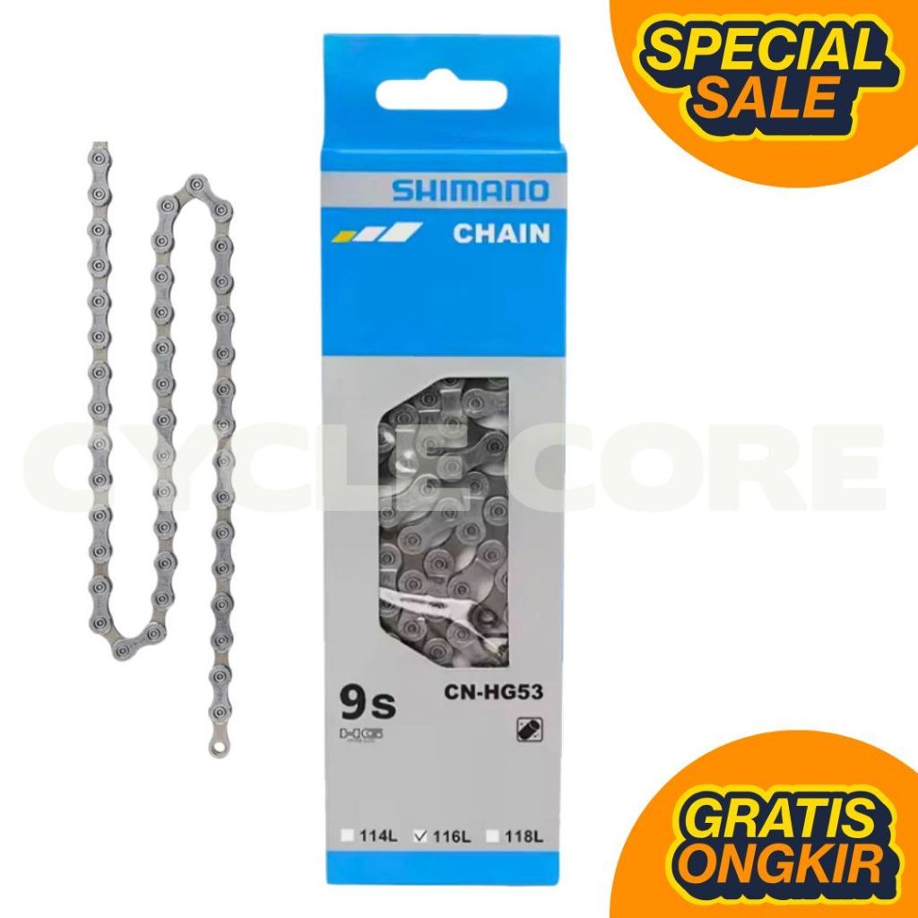 [1 DUS 50 PCS] Rantai Sepeda CN-HG53 9 Speed Chain Rantai Sepeda Lipat Gunung MTB Roadbike DLL
