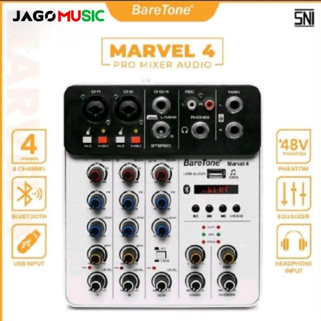 Mixer Audio Baretone Marvel 4 Profesional Mixer 4 Channel Original