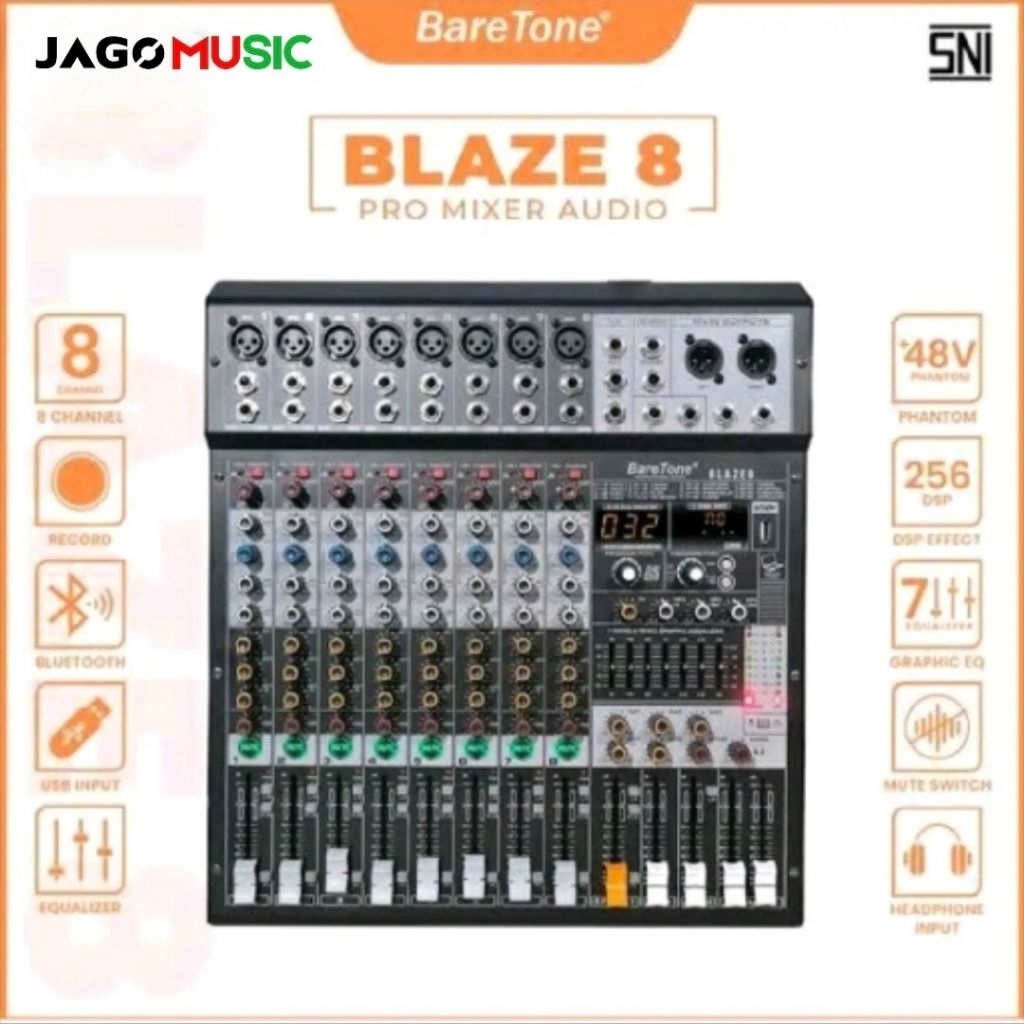 Mixer Audio Baretone Blaze 8 Profesional Mixer 8 Channel Original