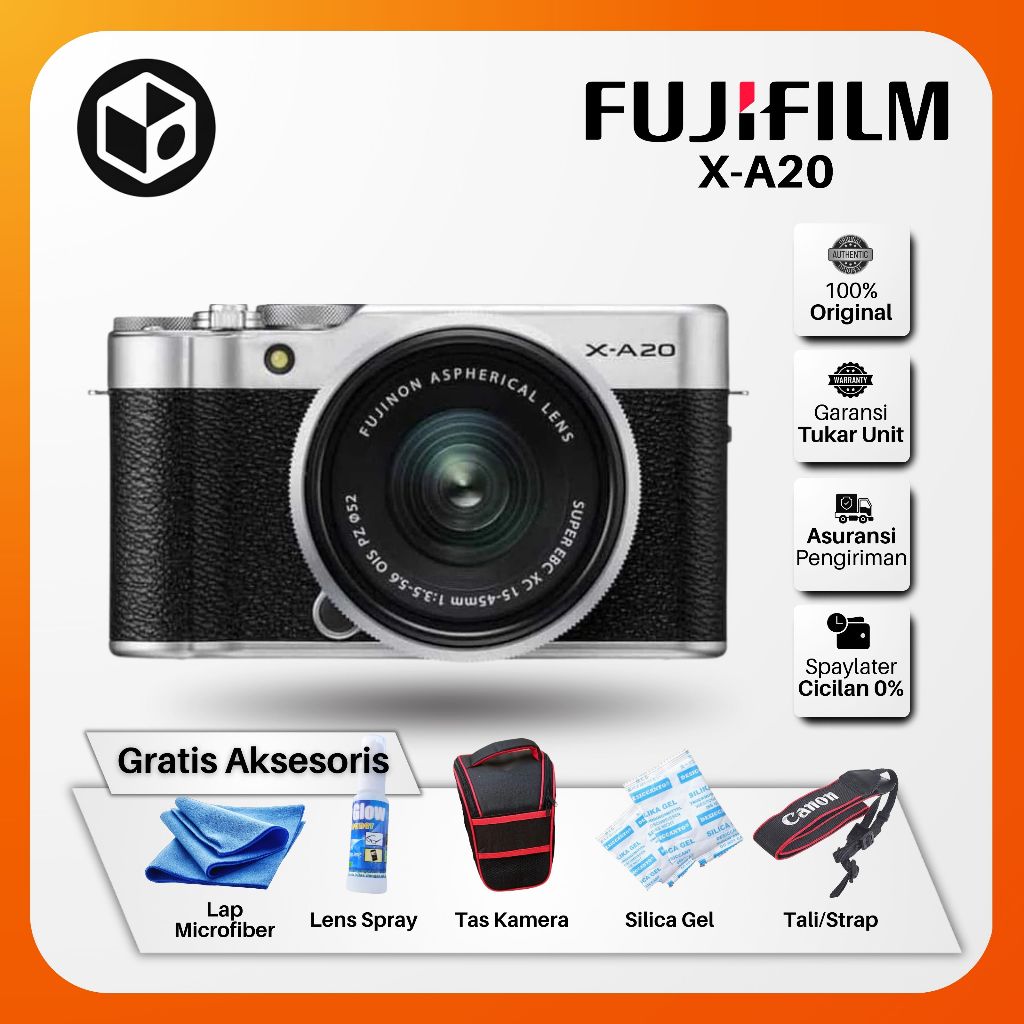 Kamera Fujifilm XA20 Fullset - 100% ORIGINAL Mirrorless Wifi - Seperti XA3 XA10 XA5