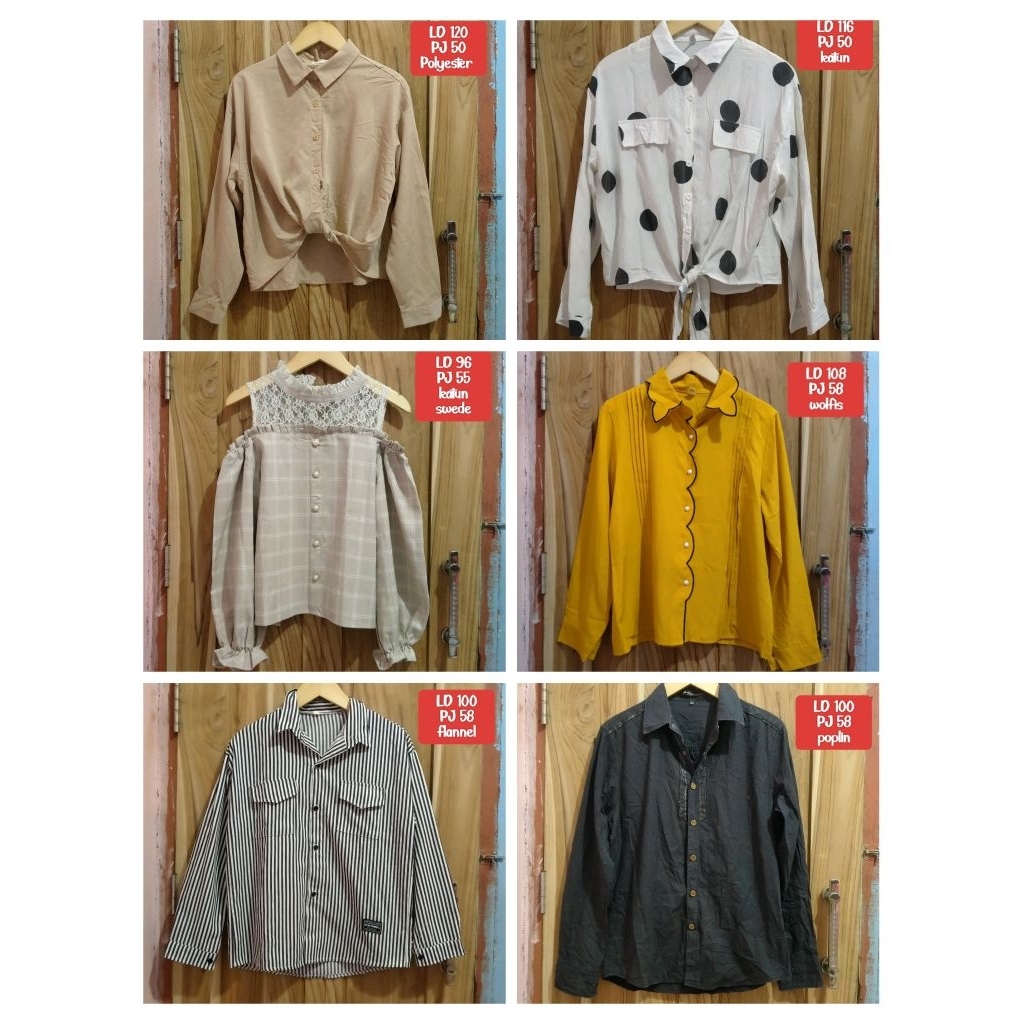 PRELOVED KEMEJA WANITA MURAH // BLOUSE MOTIF SIFON // OUTER VEST LUCU// KAOS KEMEJA PENDEK TERMURAH