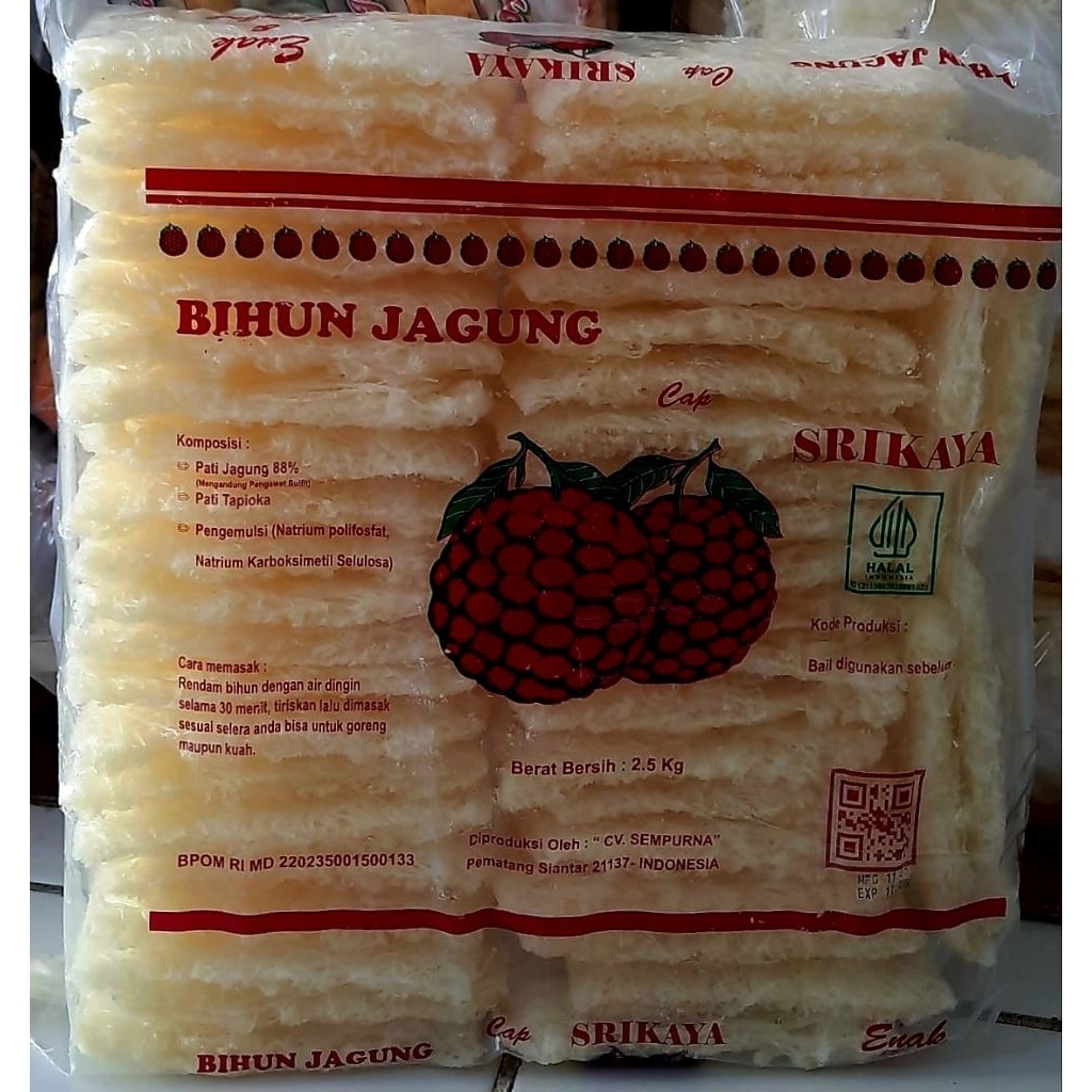 Bihun Jagung Curah Cap Srikaya 2.5kg 2.5 kg ( 47 Keping )