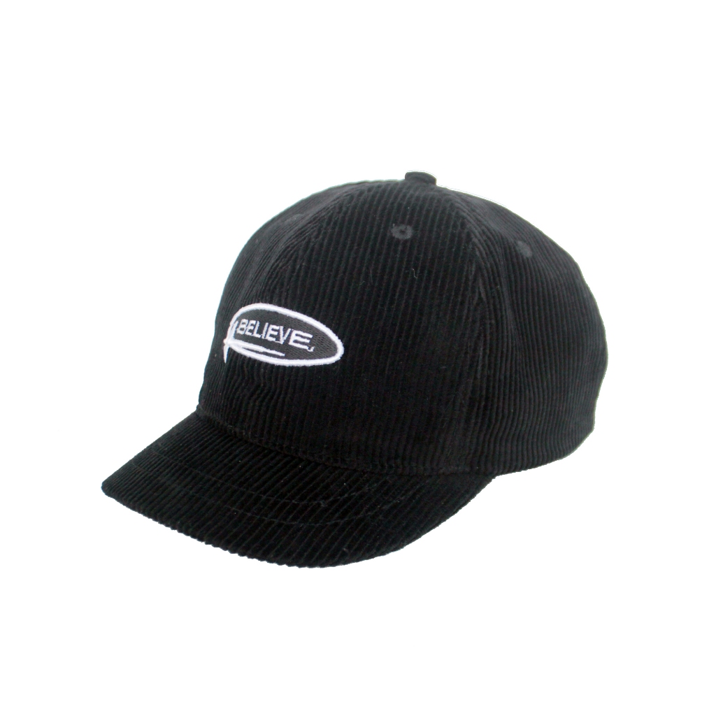 Believe Topi Corduroy Lidah Pendek Hitam