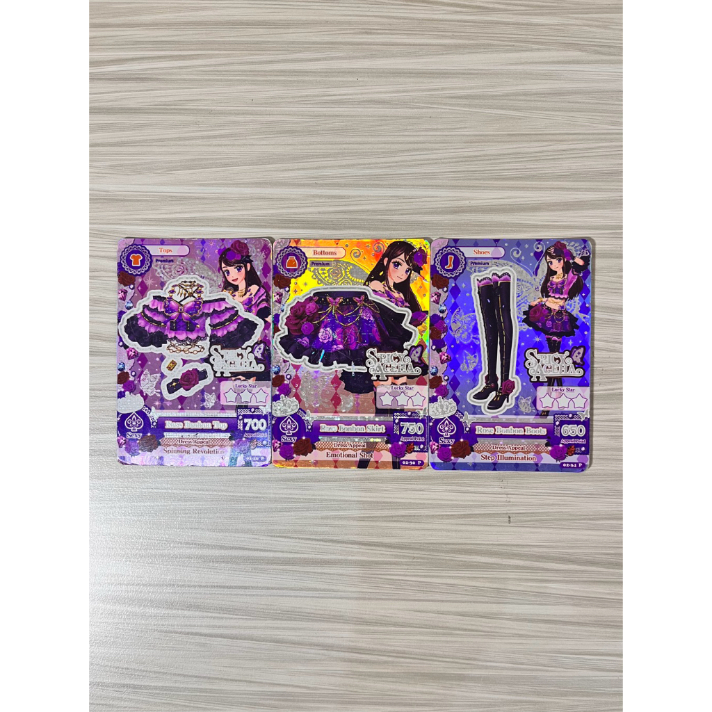 AIKATSU CARD PREMIUM ROSE BONBON SPICY AGEHA RAN SHIBUKI ORI ASLI MESIN