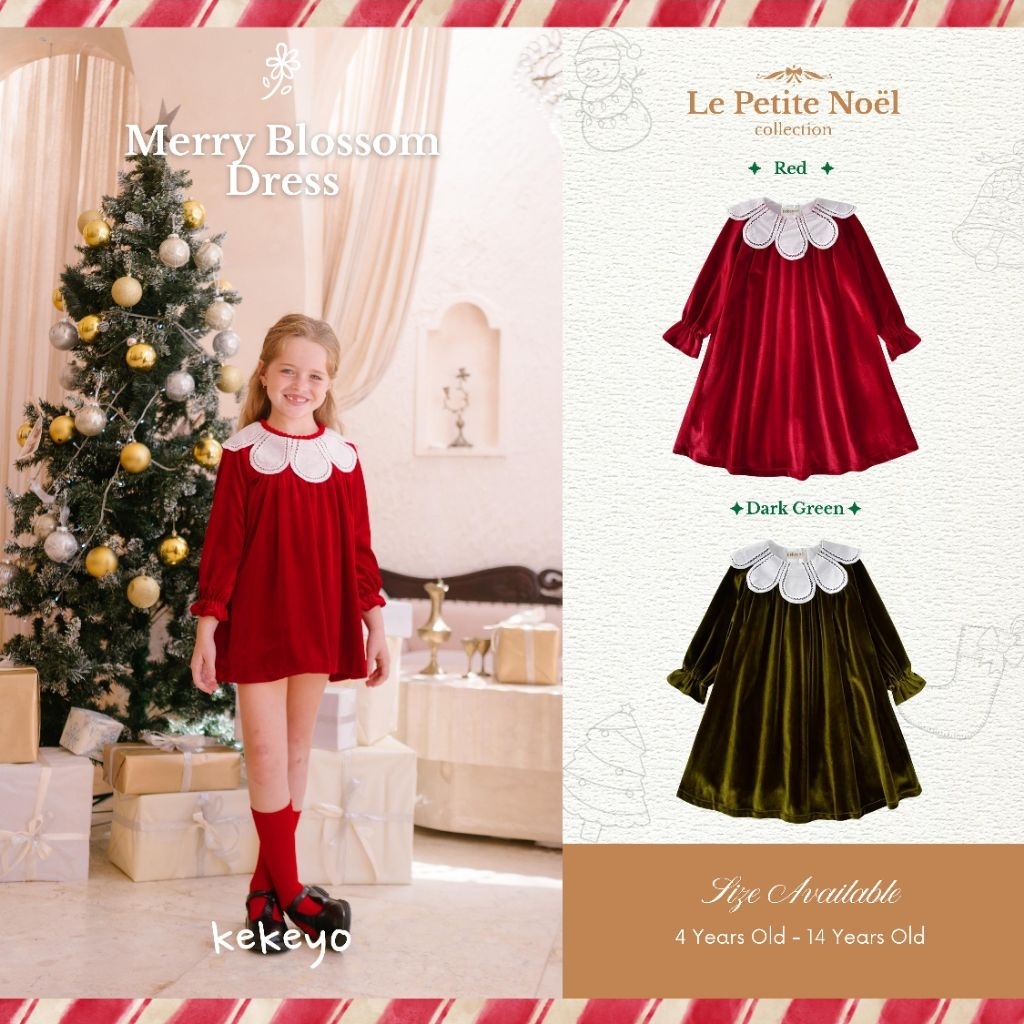 KEKEYO Merry Dress | Baju Dress Natal Long Sleeve Perempuan
