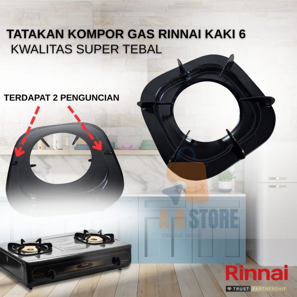 TUNGKU RINNAI KAKI6 TEBAL / TATAKAN KOMPOR GAS RINNAI KAKI 6 TEBAL TIPE 712 / SPAREPART KOMPOR GAS