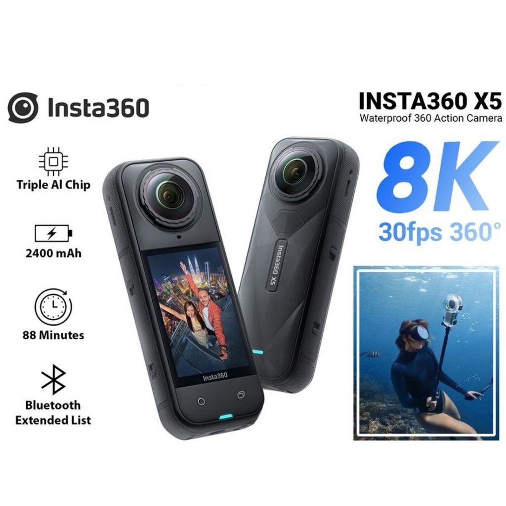 CAMERA 360 Insta360 X5 Overview Lengkap stand motor/mobil
