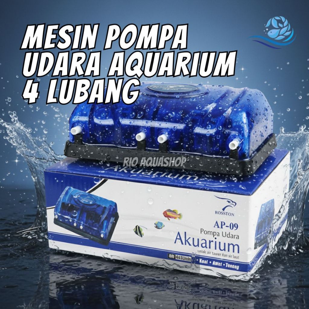 Aerator Aquarium 4 Lubang – Pompa Oksigen Ikan Hias & Alat Gelembung Udara