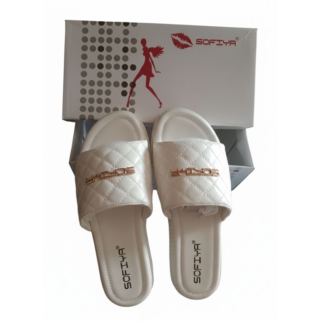 sendal wedges sofiya ukuran 38 putih dan 37 hitam