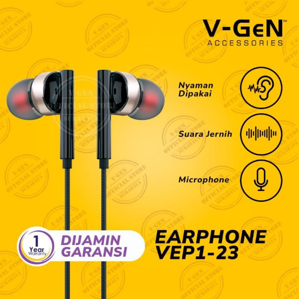 Headset VGEN VEP1-23 Premium In-Ear Wired Murah Berkwalitas Original Vgen Garansi
