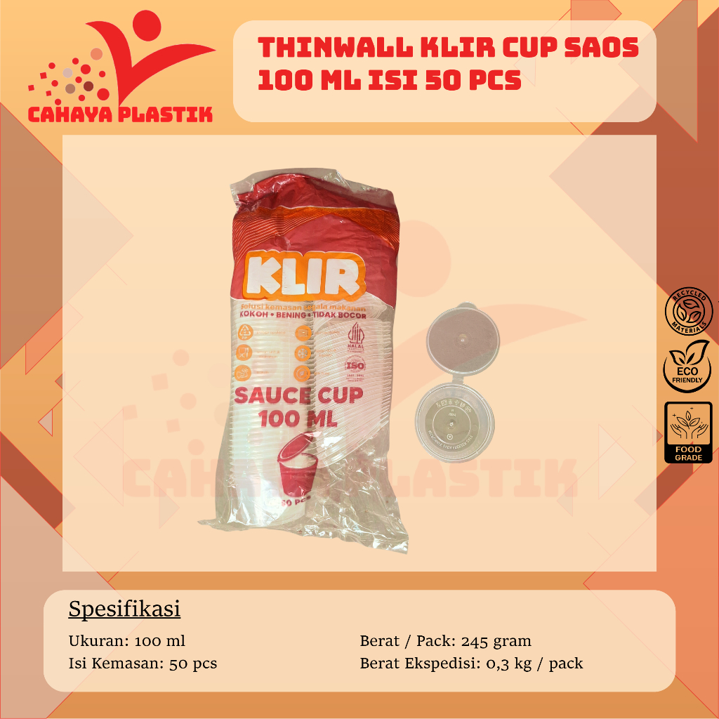 Thinwall Cup Merpati Puding 100ml Isi 50pcs / Cup Sambel 100ml / Cup Saos 100ml / Kotak Bulat Plasti