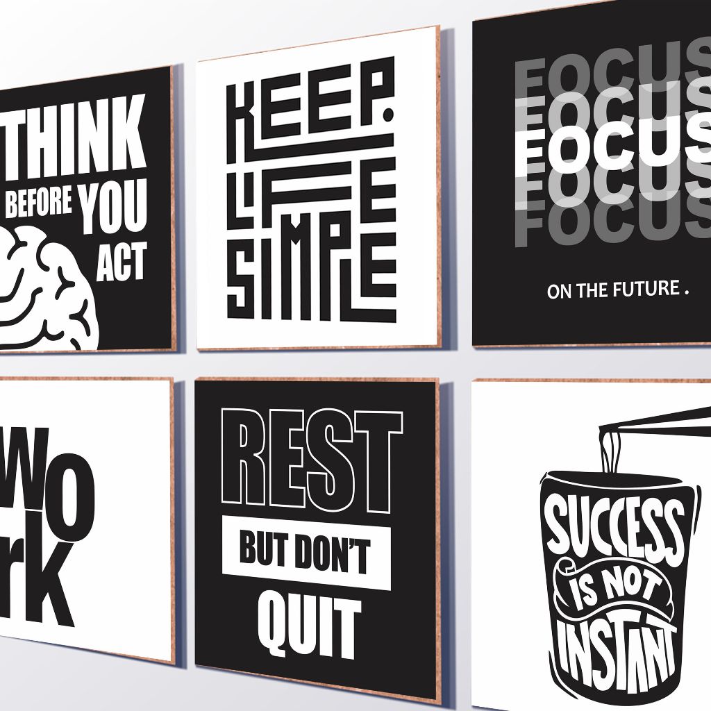 HIASAN DINDING QUOTES ESTETIK LAMINASI GLOSY - HIASAN DINDING MOTIVASI - HIASAN DINDING MDF 20X20CM
