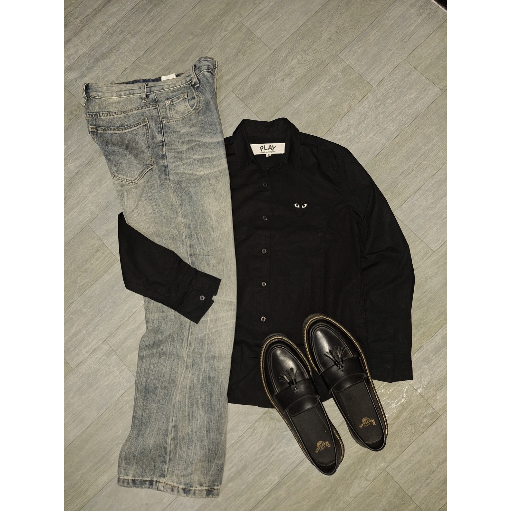 Kemeja Shirt Comme Des Garcons CDG Play Black Pria Wanita Cotton Original