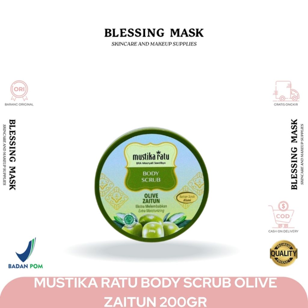 Mustika Ratu Lulur Zaitun Body Scrub 200gr | Perawatan Tubuh / Scrub & Peel Tubuh| Blessingmask.offi